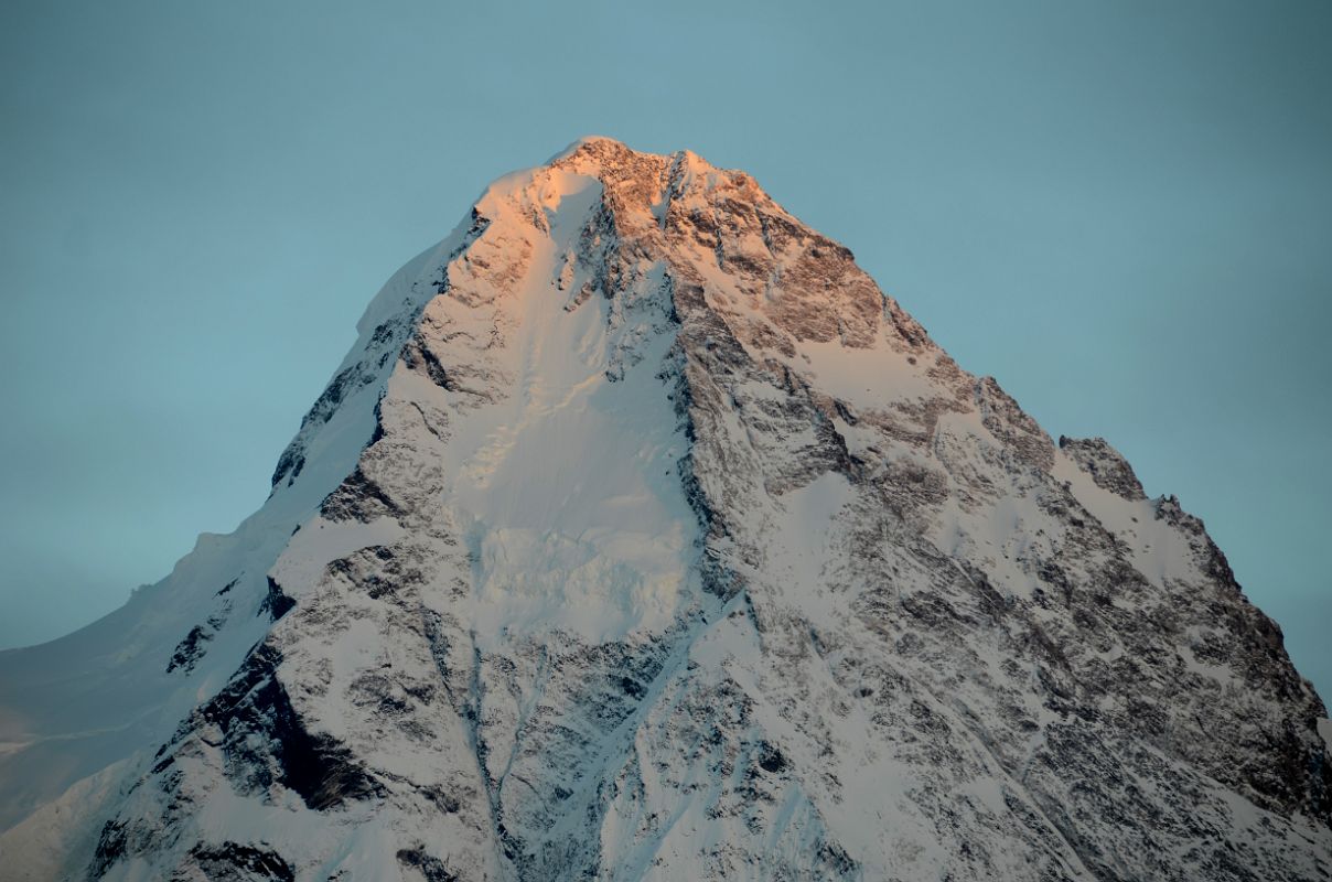 22 Final Rays Of Sunset Creep Up K2 North Face Close Up From K2 North Face Intermediate Base Camp